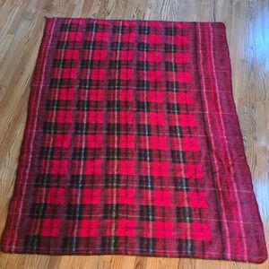 Vintage Sunbeam Electric Heated Throw Blanket Red Black Plaid 60x50 Tested 1997